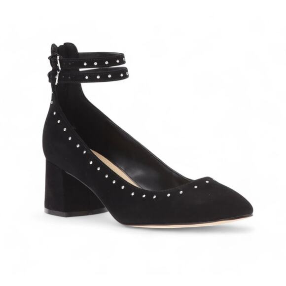 Marc Fisher Chunky Heel Suede Ankle Strap Pumps- Kappa black - Picture 1 of 8
